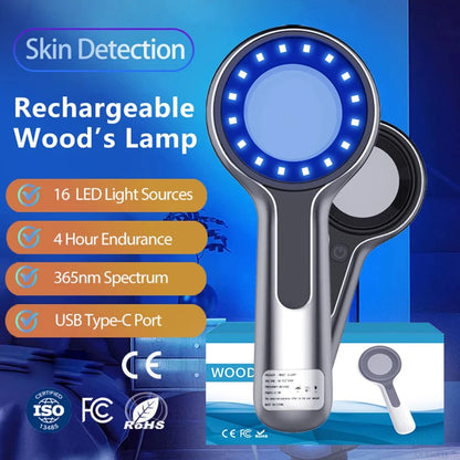 Lampe de Wood Analyseur de Peau UV - Loupe Beauté pour Test Facial et Analyse Cutanée