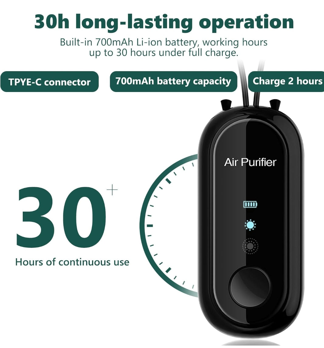 Collier Purificateur d'Air Ionique 100 Millions - Rose Élégant